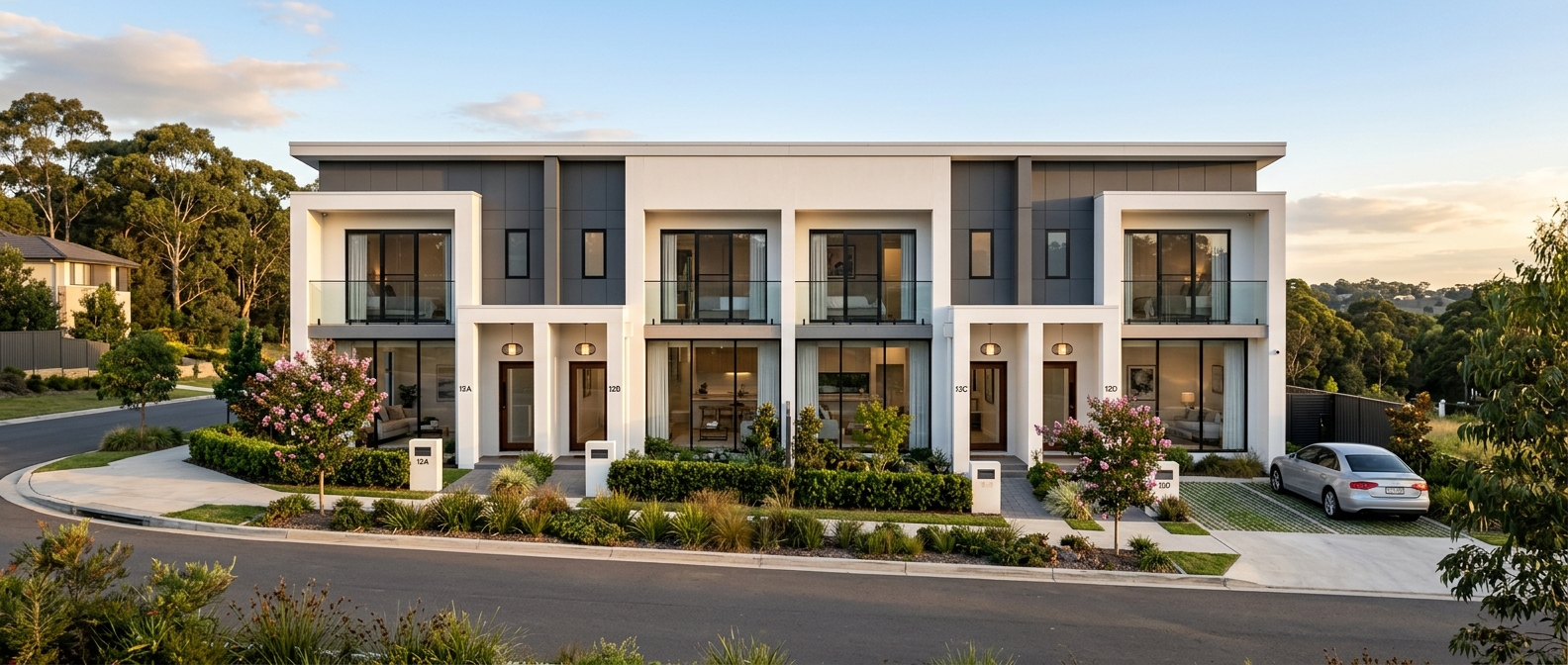 Contemporary 4-unit townhouse development — Hills District
